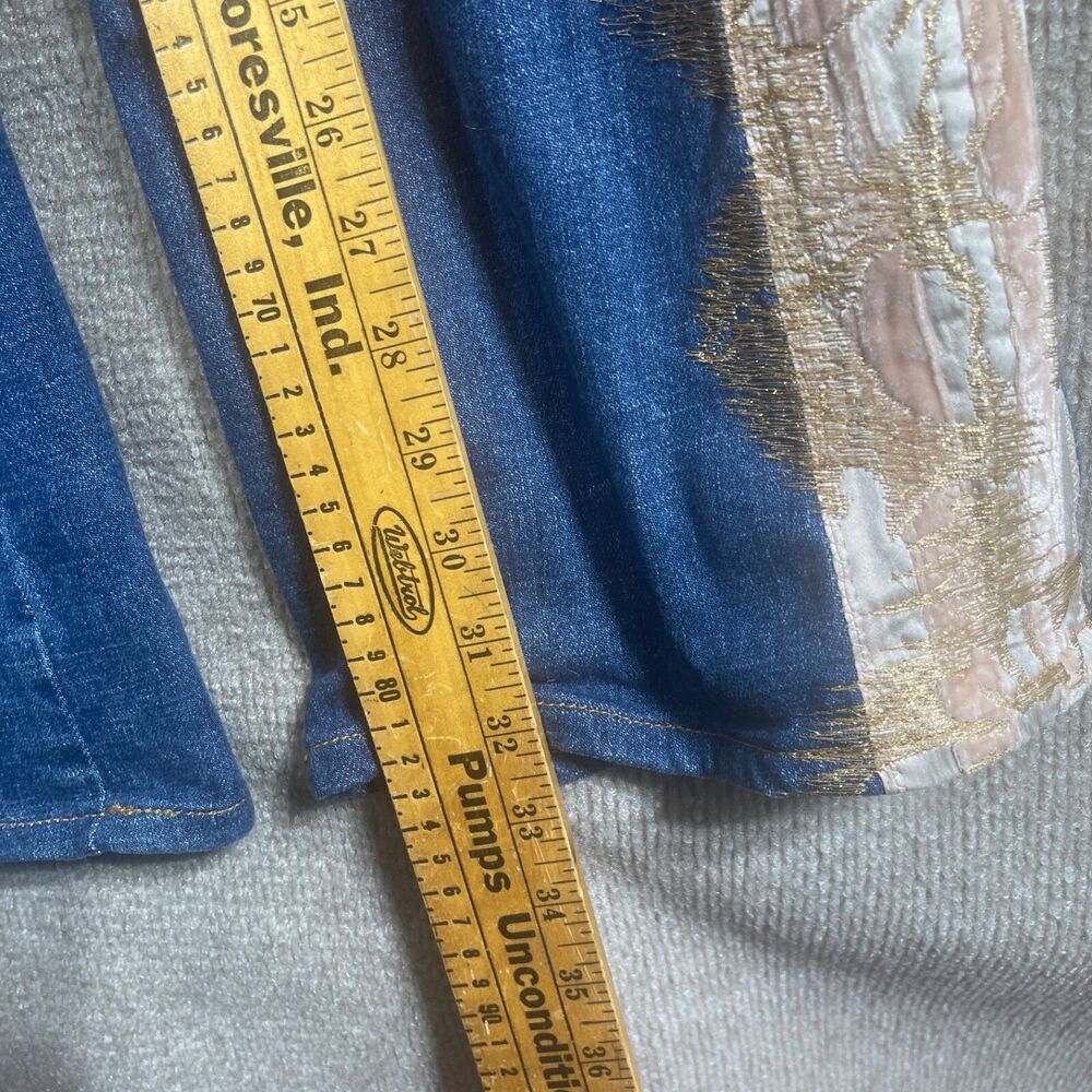 Vintage Roberto Cavalli Jeans Womens Medium 31X32 Satin Velvet Side Panel Boho - Picture 8 of 16
